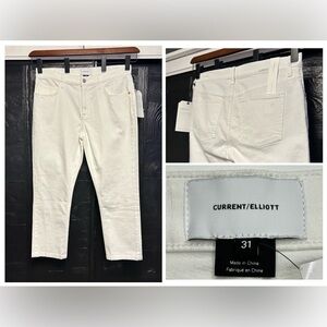 Current Elliott NWT The Fling Jean Straight Leg Cropped Size 31 White 33x25 $228